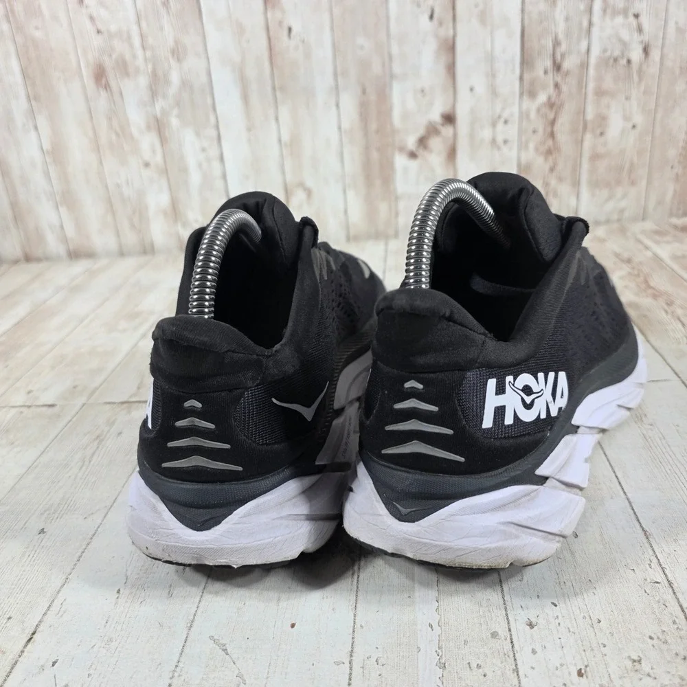 Hoka One One Clifton 8 Mens Black White Road Running Shoes Sneakers US 8B